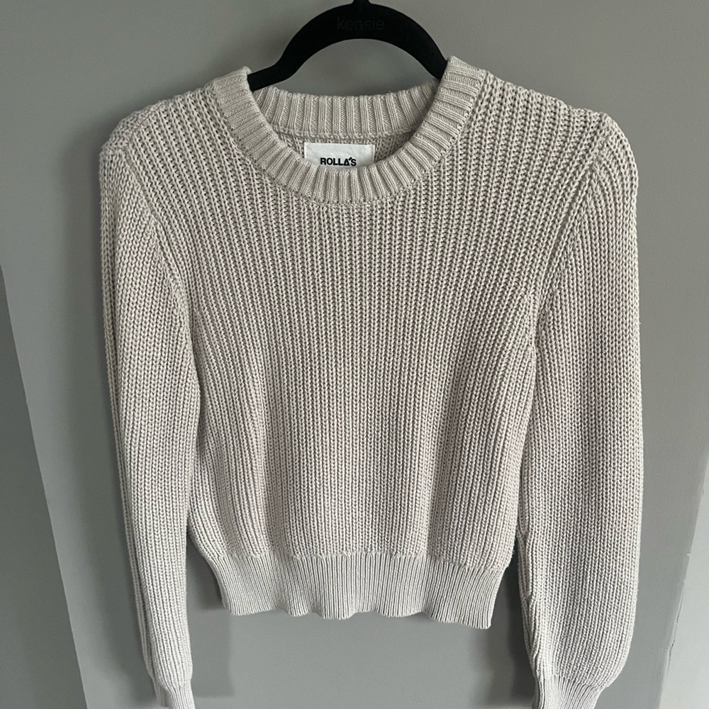 Rollas Knit Sweater, Size Medium, Beige